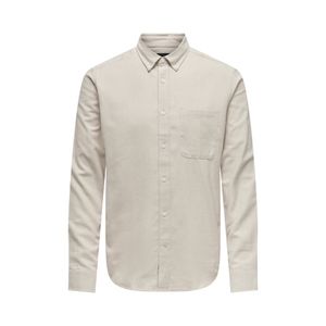 Camisa M/L C/ Bol. Slim Beige Hombre Only & Sons