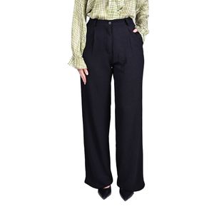 Pantalon Negro Con Pinza Mujer L'Exclusif