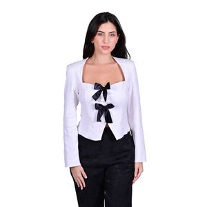 Blazer Tipo Spencer Brocato Blanco Mujer Juliette