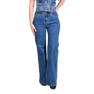 Jeans Azul Osc. Leg Fit Tiro Medio Mujer Tiare