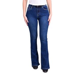 Jeans Azul Osc. Flare Tiro Medio Basic Mujer Tiare