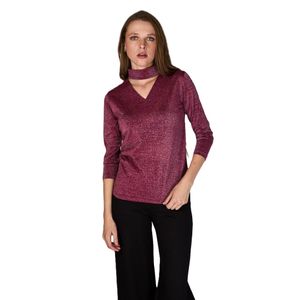 Remera Olivia M/L Bordo Corte V Polera - Atrevida