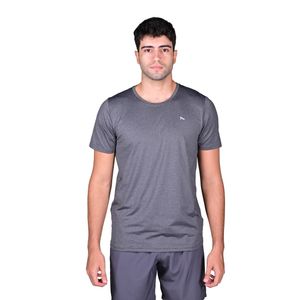 Remera Manga Corta Gris Melange Deportiva Reflectiva Trasero Hombre Davor
