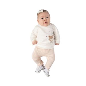 Conjunto blanco peluche con rayas niña TMX