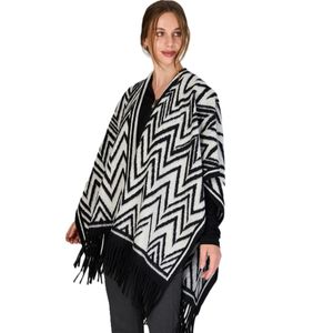 Poncho Ruana Milena Negro/Gris Mujer - Woman