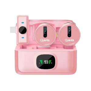 Micrófono Inalámbrico Dual Multidispositivo Rosa Quanta