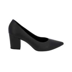 Stiletto Negro Punta Fina Cuero Taco Trapecio Mujer Usaflex