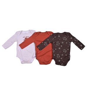 Body Manga Larga Pack X3 Marrón Niña Quiltex