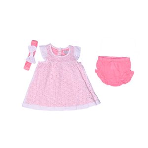 Vestido con Binchita Bordado Combinado Niña QUILTEX