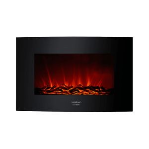 Estufa Chimenea Eléctrica Decorativa De Pared 2000 W Ready Warm 3500 Curved Flames Negra Cecotec