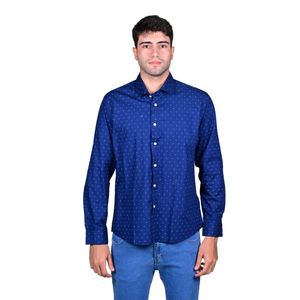 Camisa Manga Larga Fantasía Azul Hombre New Gren