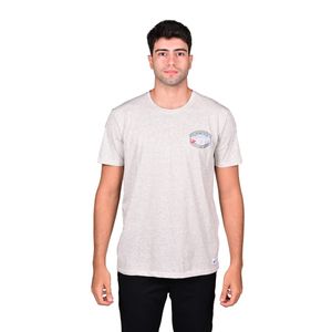 Remera Manga Corta Graphic Vintage Detalle Espalda Gris Melange Hombre Bervely
