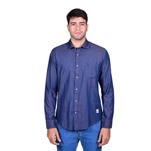 Camisa Manga Larga Denim Algodón Slim Fit Azul Marino Hombre Regatta