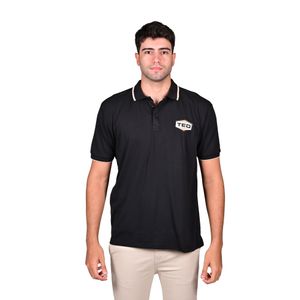 Remera Polo Manga Corta Negro Detalle Hombre Ted Lapidus
