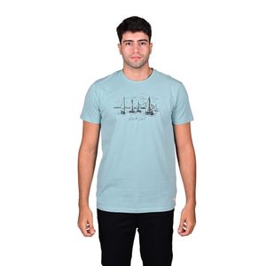 Remera Manga Corta Verde Agua Graphic Barco Classic Fit Hombre Regatta