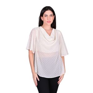 Blusa Manga Corta Cuello Buche Marfil Mujer Juliette