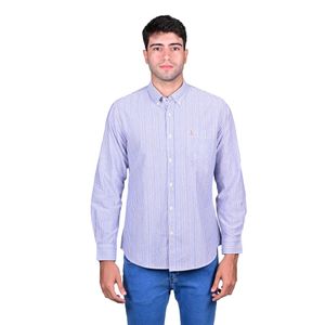 Camisa Manga Larga Oxford Rayada Azul Medio/Blanco Slim Hombre Regatta