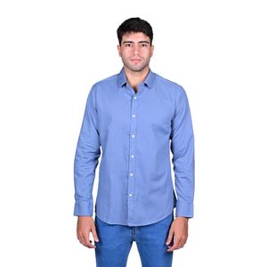 Camisa Manga Larga Texturizada Azulino Slim Fit Hombre Regatta