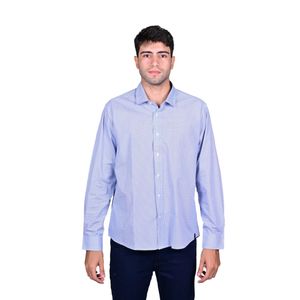 Camisa Manga Larga Básica Blanco Azul Fantasía Hombre New Green