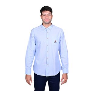 Camisa Manga Larga Oxford Bolsillo Con Bordado Celeste Hombre Beverly