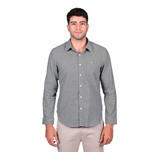 Camisa Manga Larga Estampada Verde Blanco Hombre Oscar De La Renta