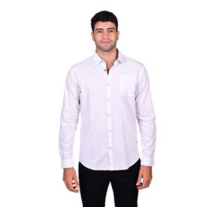 Camisa Manga Larga Liso Bolsillo Lateral Blanco Hombre Hummer