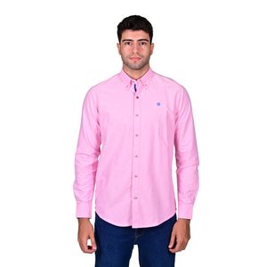 Camisa Manga Larga Basic Liso Rosa Hombre Hummer