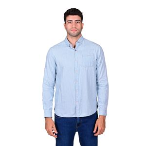 Camisa Manga Larga Denim Rayas Bolsillo Lateral Azul Claro Hombre Hummer