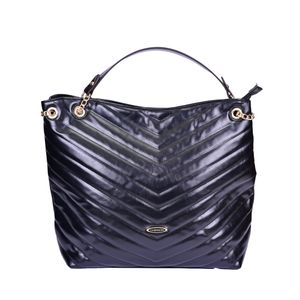 Cartera De Hombro Charol Diseño En V Negro Mujer Chenson
