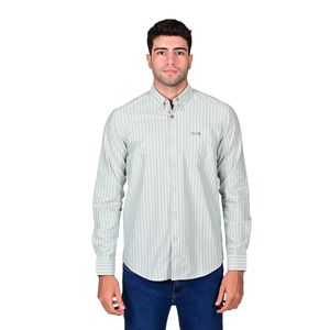 Camisa Manga Larga Rayas Oxford Bolsillo Lateral Verde Hombre Hummer