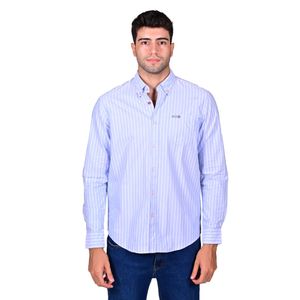 Camisa Manga Larga Rayas Oxford Bolsillo Lateral Celeste Hombre Hummer