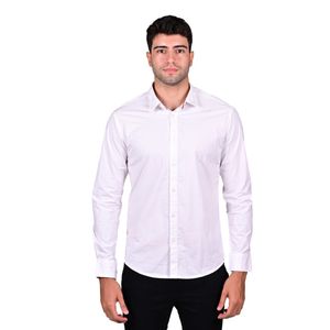 Camisa Manga Larga Básica Lisa Blanco Hombre Hummer