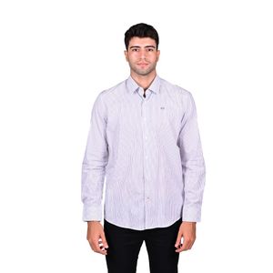 Camisa Manga Larga Raya Blanca Azul Hombre Oscar De La Renta