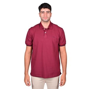 Remera Polo Manga Corta Relieve Raya Combinada Bordó Azul Hombre Oscar De La Renta
