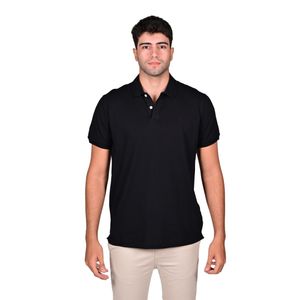 Remera Polo Manga Corta Liso Fantasy Negro Hombre Oscar De La Renta