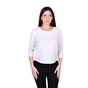 Remera Manga Larga Textura Suave Marfil Mujer Tiare