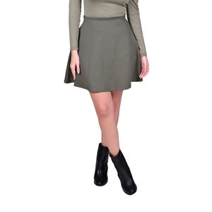 Pollera Verde Musgo Corta Cintura Alta Acampanada Mujer Tiare