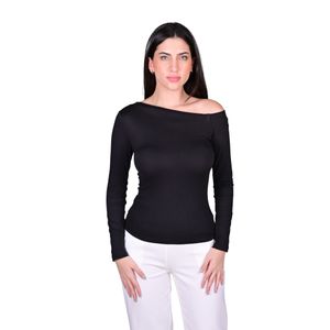 Remera Negra Escote Bardot Manga Larga Un Hombro Mujer Tiare