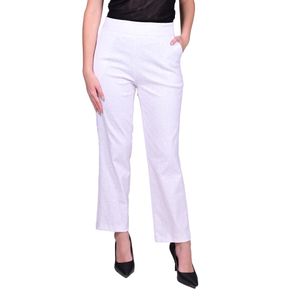 Pantalón Recto Brocato Blanco Tobillero Mujer Juliette