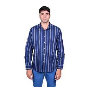 Camisa Manga Larga Azul Rayas Hombre New Green