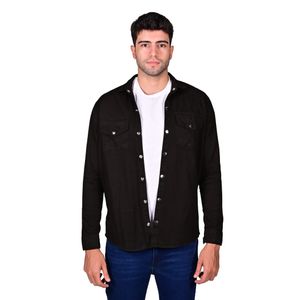 Camisa Manga Larga Heavy con Bolsillo Tapa Raw Negro Hombre Connection