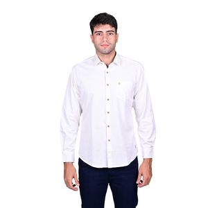 Camisa Manga Larga Blanco Denim Oxford Liso Detalles Combinados Masculino Regatta