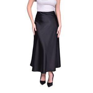 Pollera Satinada Al Bies Negro Mujer L'Exclusif