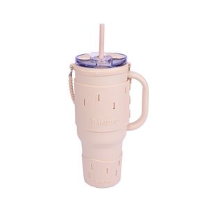 Vaso Térmico Acero Inoxidable Revestido De Silicona Con Manija Y Pajita Nude 1 L Indio