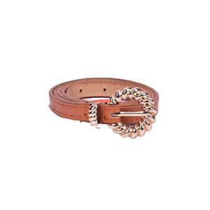 Cinturón Fino Con Hebilla En forma de C Modelo Minimalista Camel Mujer