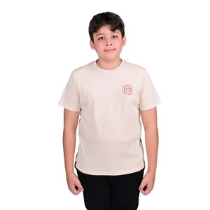 Remera Manga Corta Con Logo Rojo Beige Niño Hummer