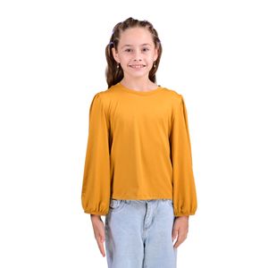 Blusa Mangas Abullonadas Básica Mostaza Niño Tiare