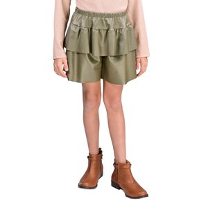 Short Tipo Falda Con Volantes Verde Para Niña Tiare