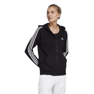 Campera Negra 3-Stripes Essentials French Terry Mujer Adidas