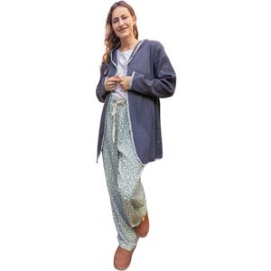 Bata Con Capucha Tejido Acanalado Celeste Mujer Kalua